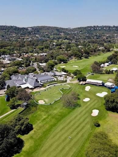 Aerial view of a Johannesburg golf clubhouse and course