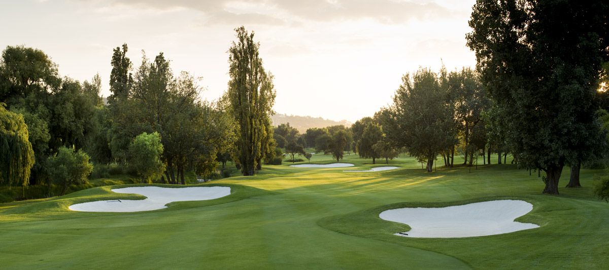 Johannesburg golf course fairway at sunset